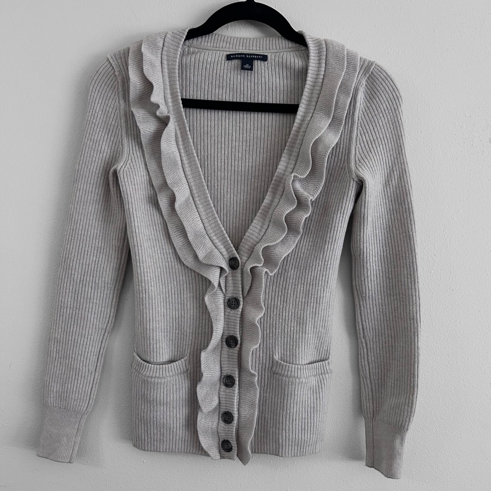 Banana Republic Merino Wool Ruffle Cardigan Size M